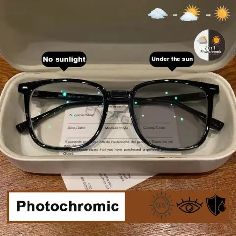 2026 Ultra Light Square Frame Photochromic Anti Radiation Glasses Replaceable Lens for Women Men Sunglasses Eyeglasses Frames