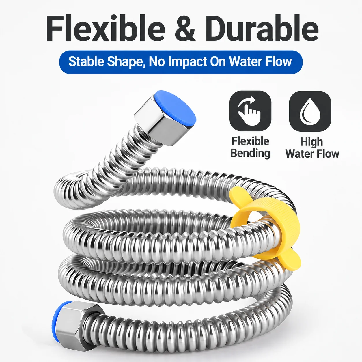304 Stainless Steel Corrugated Water Pipe Flexible Inlet Hose For Water Heater Angle Valve Connector Tube Leak Proof