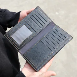 Fashion Men Wallets Long Pu Leather Vintage Thin Zipper Purse Man Credit Card Holder Brand High Quality Male Wallet Money Purses