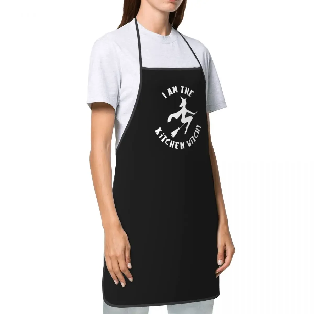 I Am The Kitchen Witch Funny Aprons Women Men Halloween Adult Unisex Chef Bib Tablier Cuisine Cooking Baking Gardening