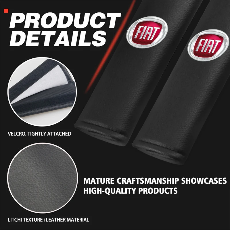 Leather Car Seat Belt Safety Shoulder Cover Protection Pad For Fiat 500 Grande Punto Tipo Stilo Palio Astra Bravo Panda