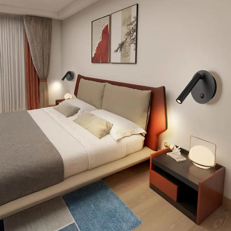 Minimalist LED Wall Lamp Reading Light For Bedroom Hotel Night Light Adjustable Rotaion Wall Light 3W Led Spotlight Wall Black