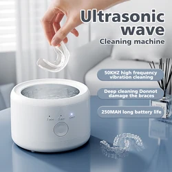 Portable Ultrasonic Retainer Cleaner Machine for Dentures Retainer Mouth Guard Aligner Whitening Trays Personal Oral Supplies