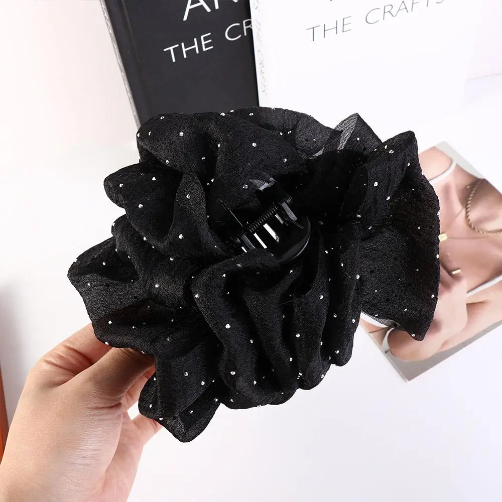

Crab Claw Fashion Headwear Princess Style Dot Mesh Ponytail Holder Women Hair Clips Korean Shark Clip Bowknot Bow Hair Claw