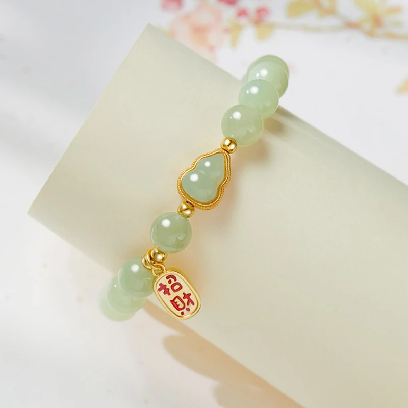 

Lucky Hotan нефритовый тыквенный браслет из бисера из натурального камня для подруги, браслет для вечеринки, подарок на удачу