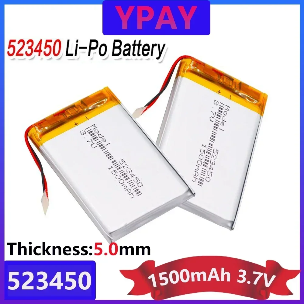 1-10pcs 3.7V 1500mAh 523450  503450 Polymer Lithium Rechargeable Battery Li-ion Battery For Smart Phone DVD MP3 MP4 Led Lamp