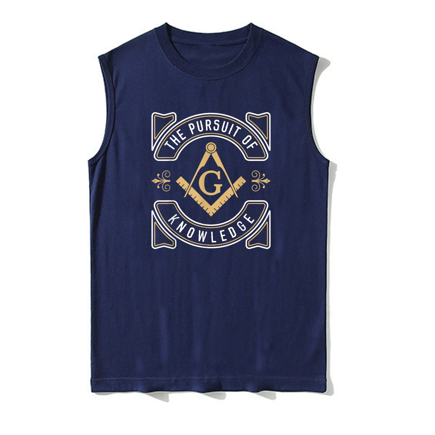 The Pursuit of Knowledge Mason Fraternal Freemason Tank Top 100% Cotton O-Neck Casual Mens Vest Sleeveless T-shirt Streetwear