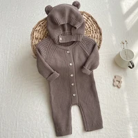 2023 Autumn Toddler Baby Boys Girls Knitted Bodysuit New Infant Kids Jumpsuit With Hat Newborn Knitwear Outfits For 0-24 Months 2