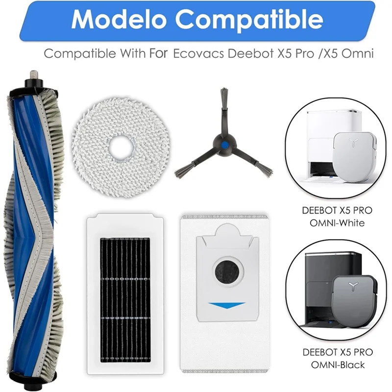 A76G-สําหรับ ECOVACS DEEBOT X5 Omni/ X5 Pro Omni เครื่องดูดฝุ่นหลักแปรงด้านข้าง HEPA FILTER Mop Pads ฝุ่นชุดอุปกรณ์เสริม