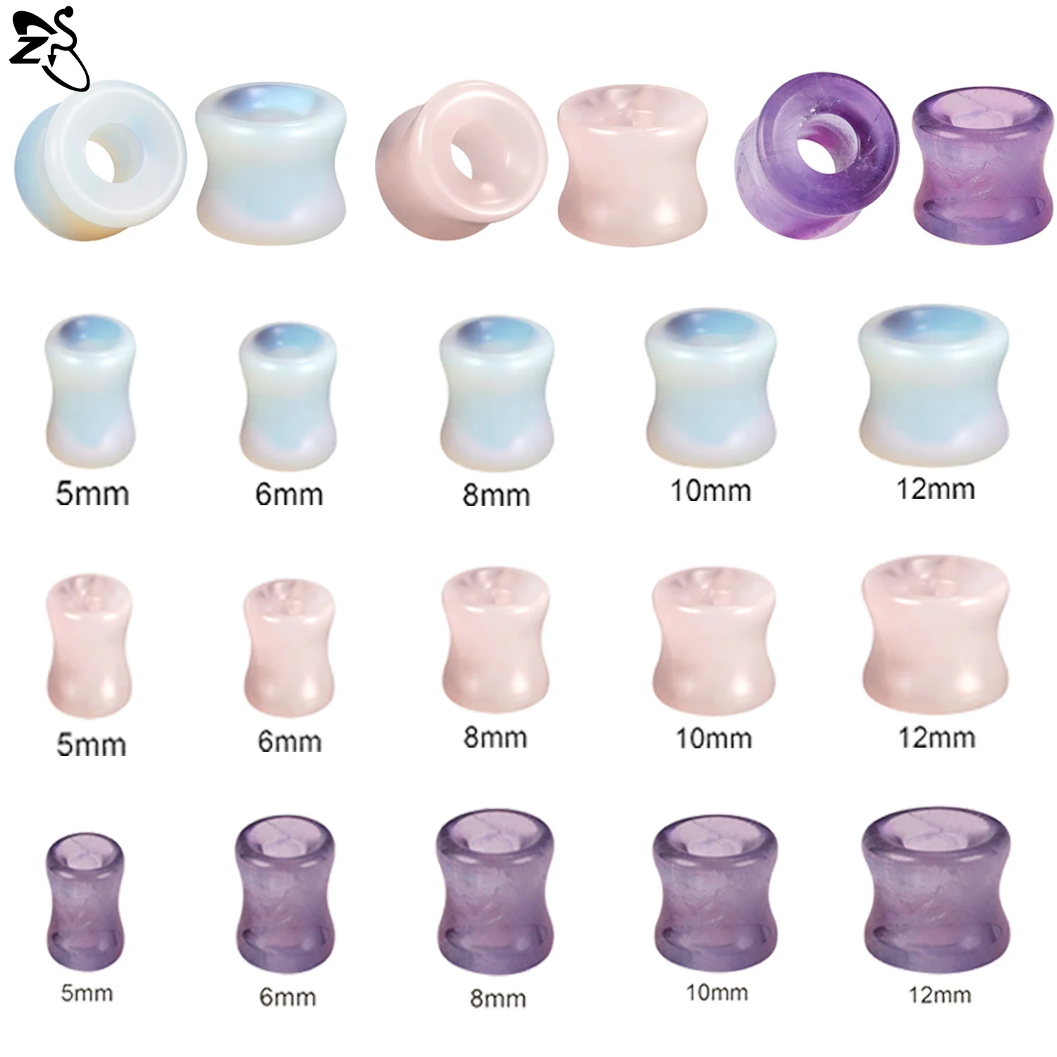 ZS 1 Para Opal Stone Ear Plug And Tunnel Double Flared Large Gauges 5/6/8/10/12MM Hollow Ear Stretcher Expander Piercing Jewelry