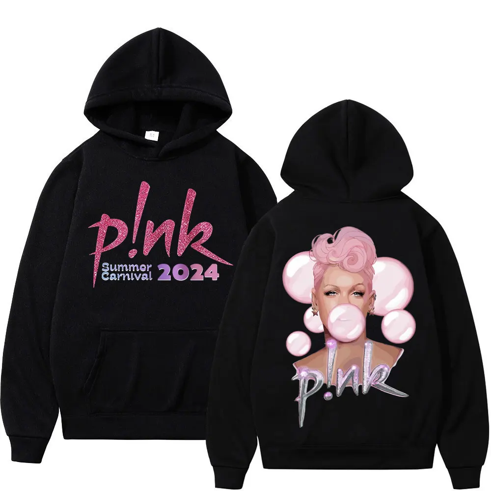 

Singer P!nk Graphic Hoodies Summer Carnival Tour 2024 Hooded Sweatshirts Men Women Y2k Fashion Aesthetics Pullovers Streetwear