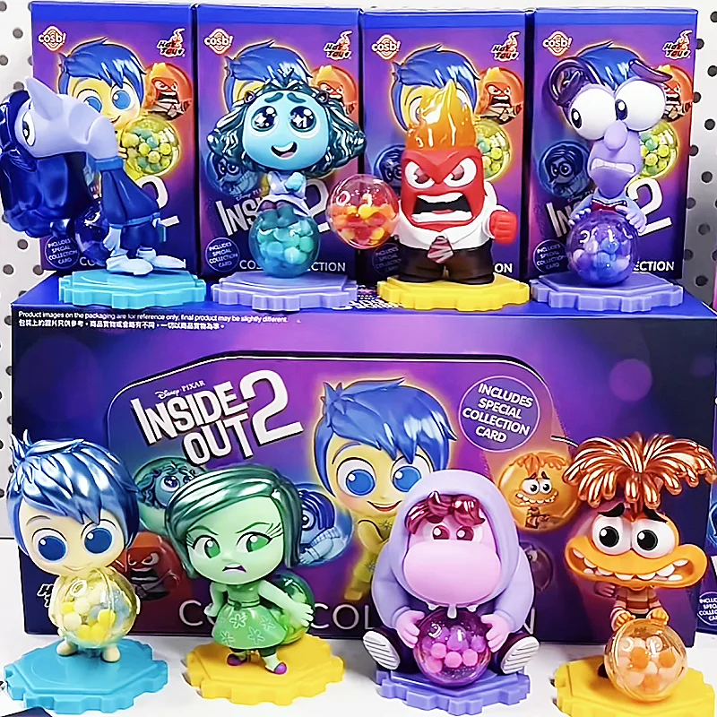 Hottoys Pixar Inside Out 2 Blind Box Figures Joy Sadness Anger Disgust Cosbi Collectible Figurine Model Doll Birthday Gifts Toys