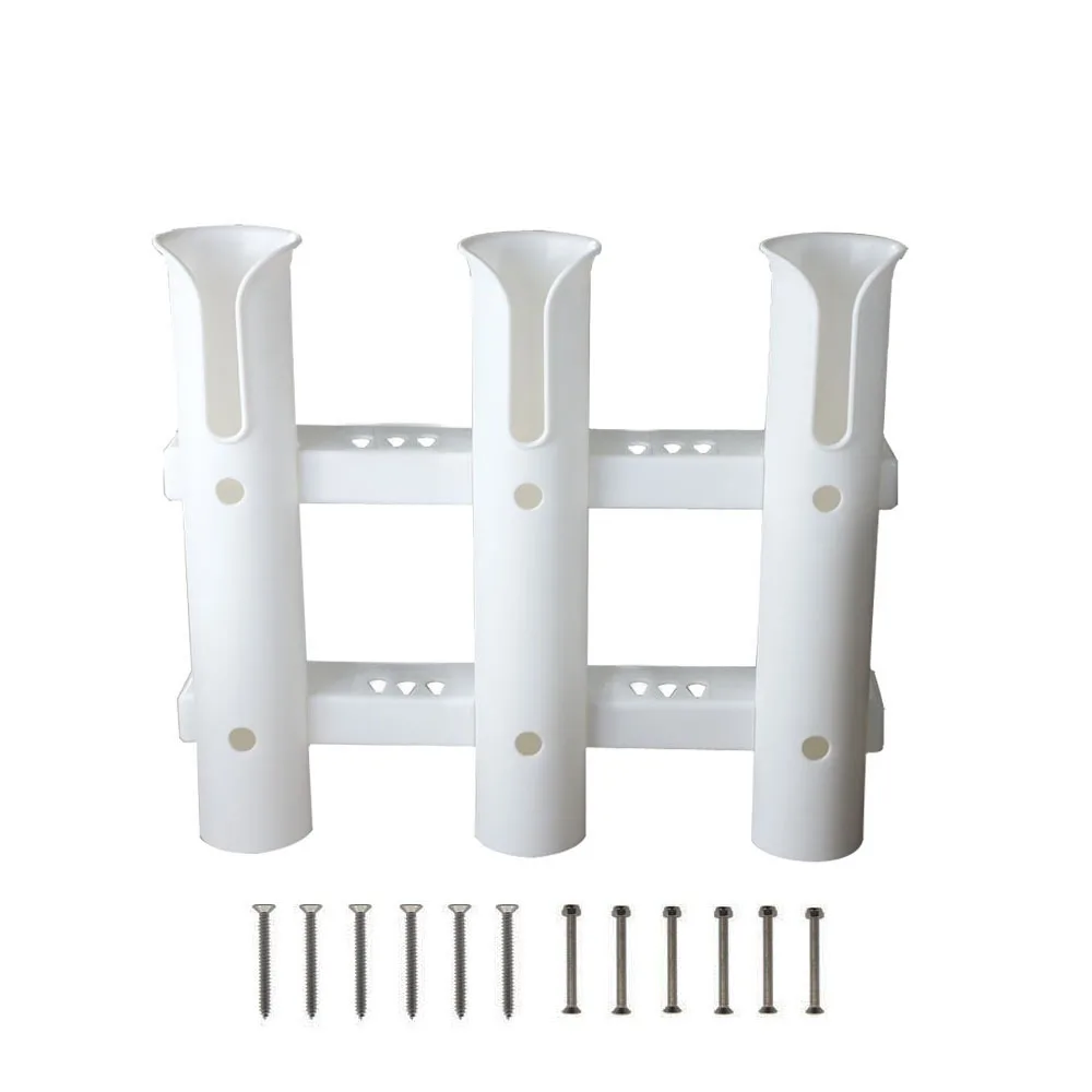 

Durable Plastic Fishing Rod Racks ABS Material Saltwater Proof Fishing Rod Bracket Three-Tube Design Portable Mount Rod Barrel