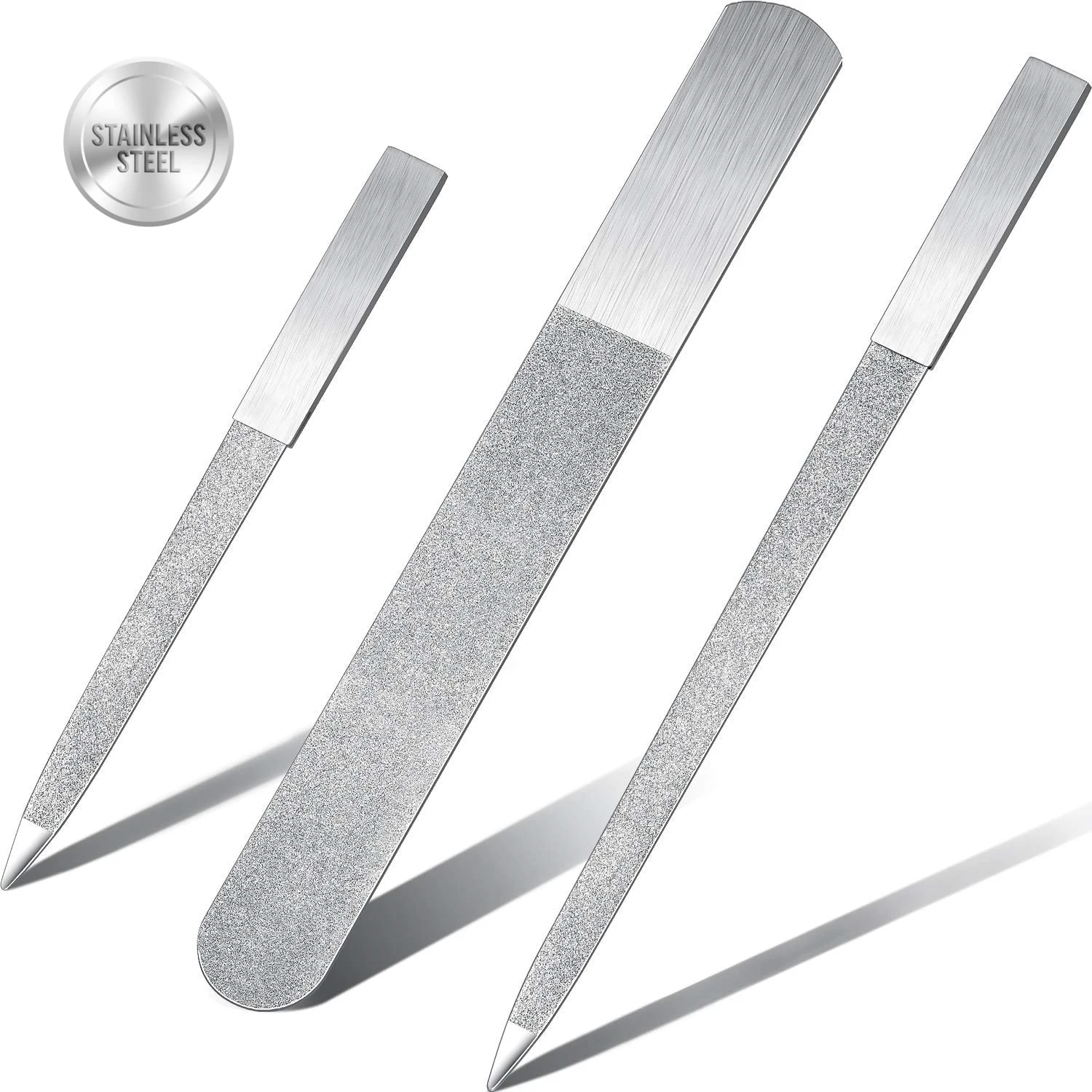 

Diamond Nail File Stainless Steel Double Side Metal Sapphire Buffer File Manicure Files Natural Nail Emery Boards for Salon Home