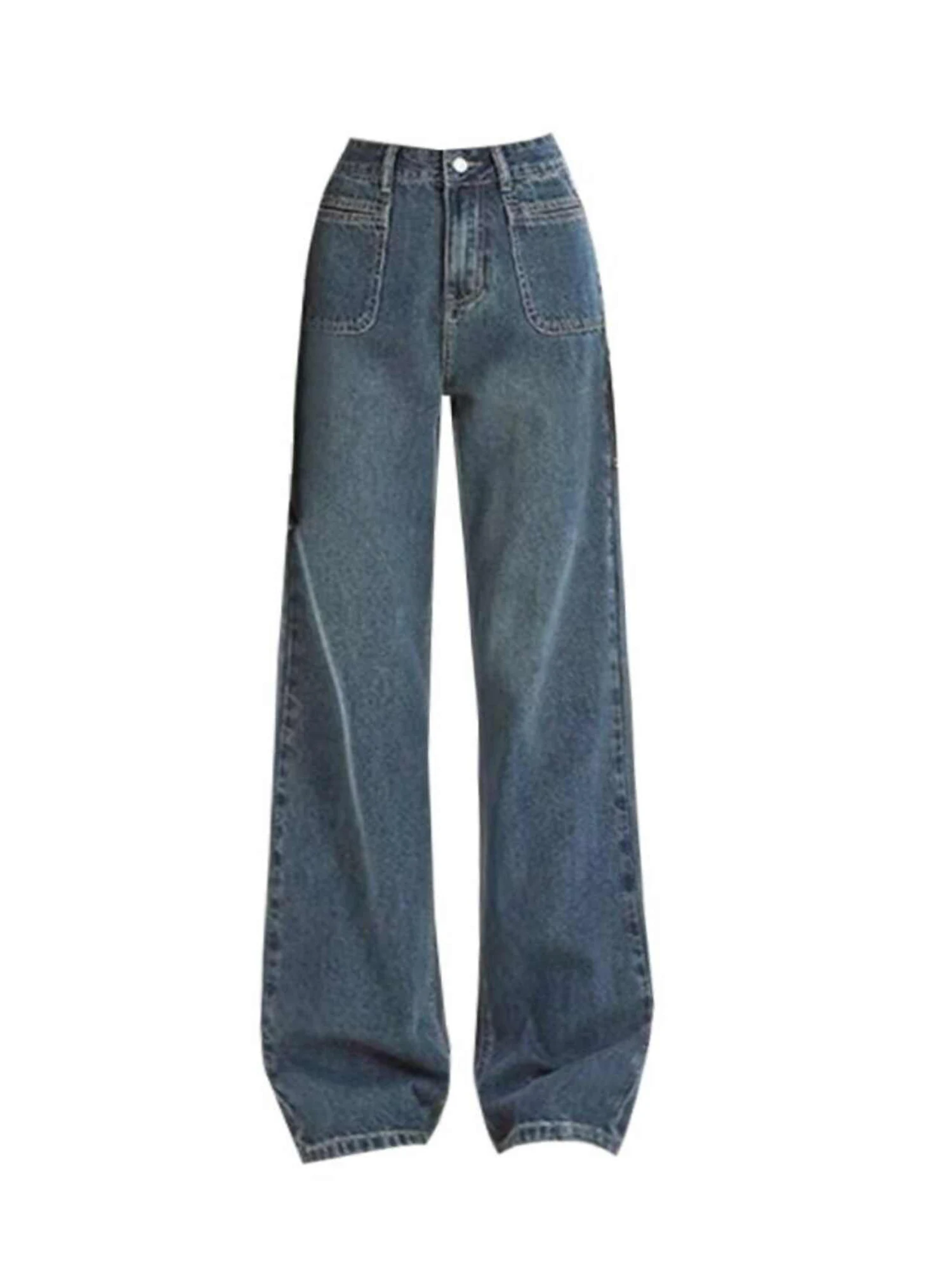 

Women Blue Y2k Jeans Japanese 2000s Style Straight Jean Pants 90s Vintage Harajuku High Waist Baggy Denim Trousers Clothes 2025