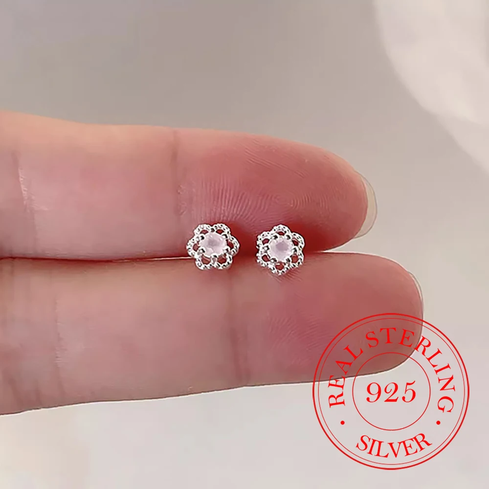 

Ювелирные изделия из стерлингового серебра 925, простые розовые полые серьги-гвоздики с цветком для женщин, ювелирные изделия для свадебной вечеринки для девочек, подарок другу,luxur