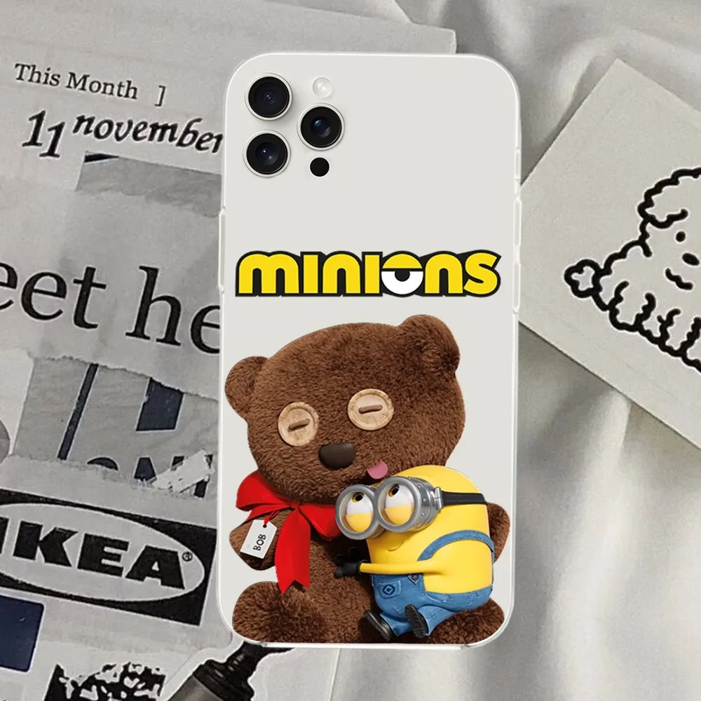 BEAST KINGDOM  Cute M-Minions Phone Case For iPhone Mini Plus 11 13 12 14 15 16 Pro XS Max Transparent Shell