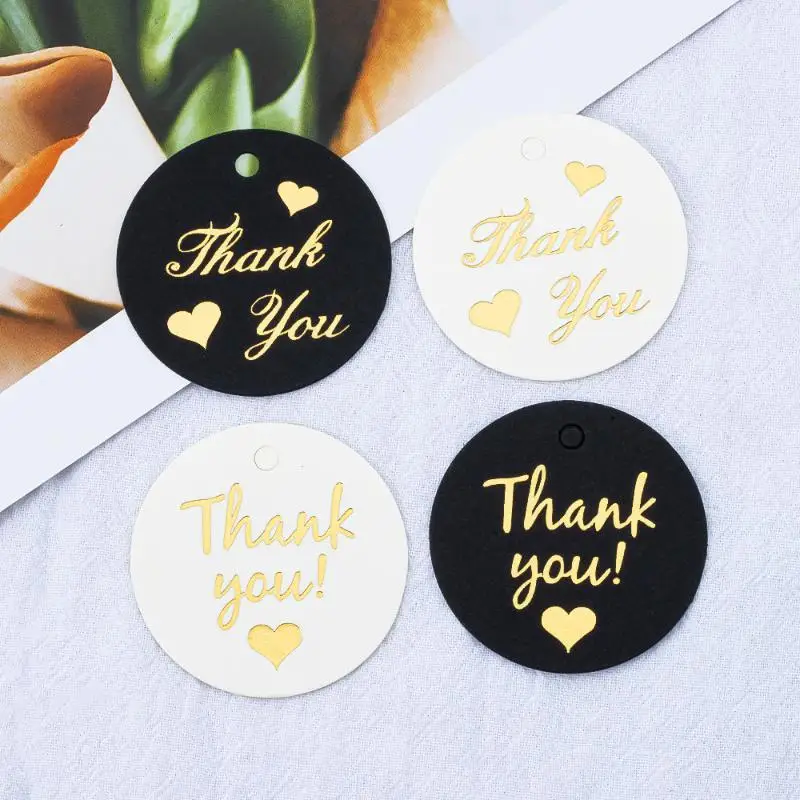 50Pcs Black White Bronzing Thank You Paper Tags Gift Wrapping Card For DIY Jewelry Price Label Holiday Decor Accessory - view 3