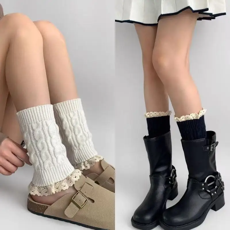 Ankle Warmers Leg Womens Winter Warm Stretch Knitted Slouch Thermal Ladies Thick Cuffs Boot Socks Female Gaiter Lolita Gift