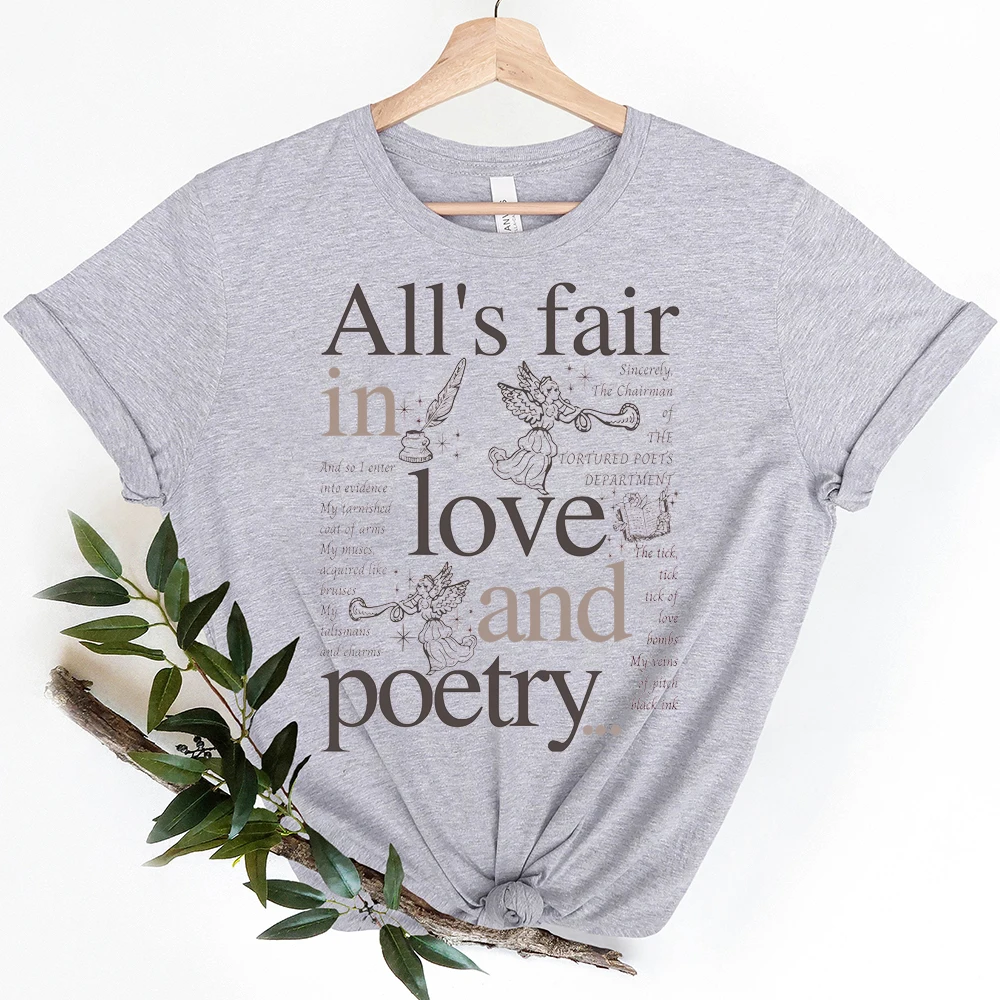 New Album Merch The Eras Tour Concert Tee Tshirts Woman Top The Tortured Poets Department  All Is Fair in Love and Poetry Tshirt