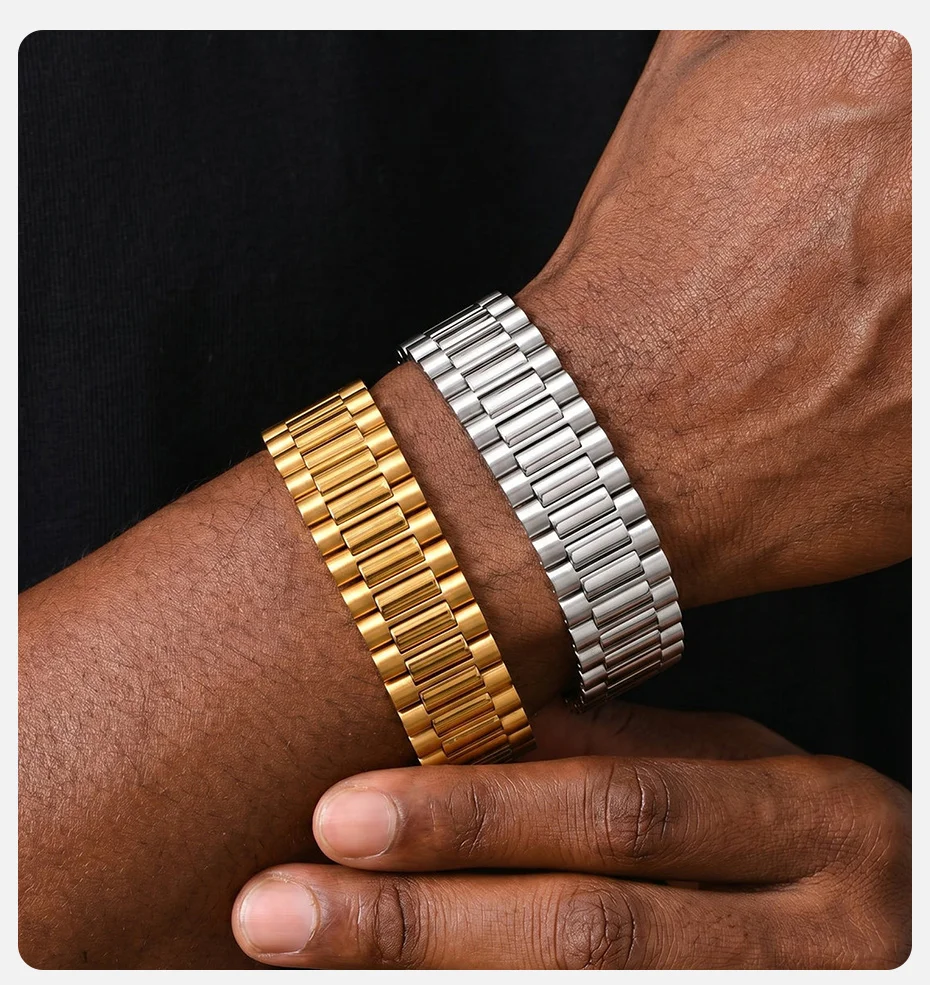 Vnox Herren Edelstahl-Armband 18mm Breites Gliederarmband Verstellbarer Faltschließe Gold Silber Farbe Armreif Schmuck Geschenk für Ihn – Detail 2