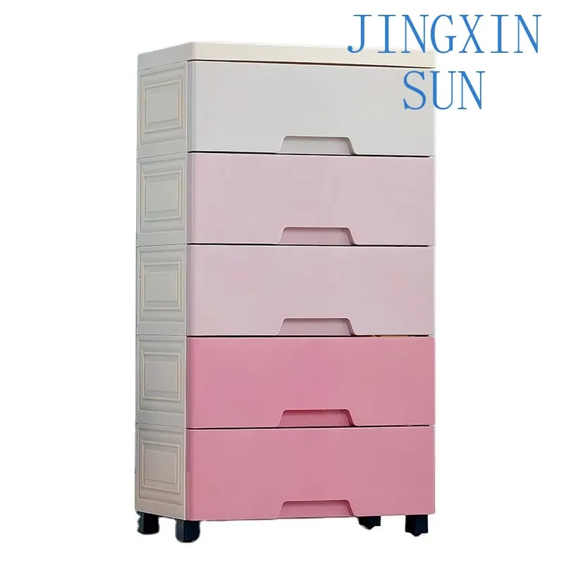 European Gradient Color Wardrobe 3 Layers Living Room Furniture Bedroom Set Kid Plastics Storage Cabinet Drawers