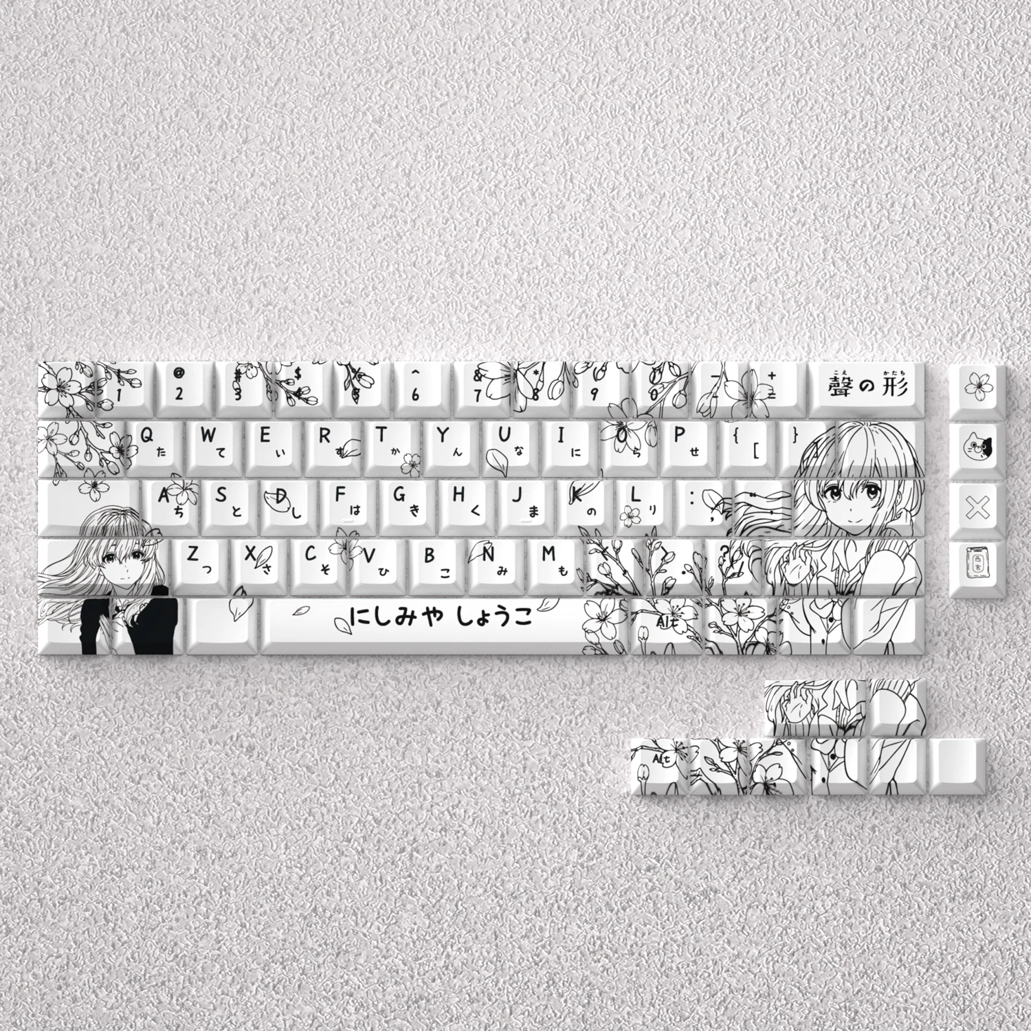 73 Key Nishimiya Shouko Theme Keycaps Anime Key Cap PBT Cherry Profile Custom Keycap Mechanical Keyboard Made68 Mad68 Wooting 60