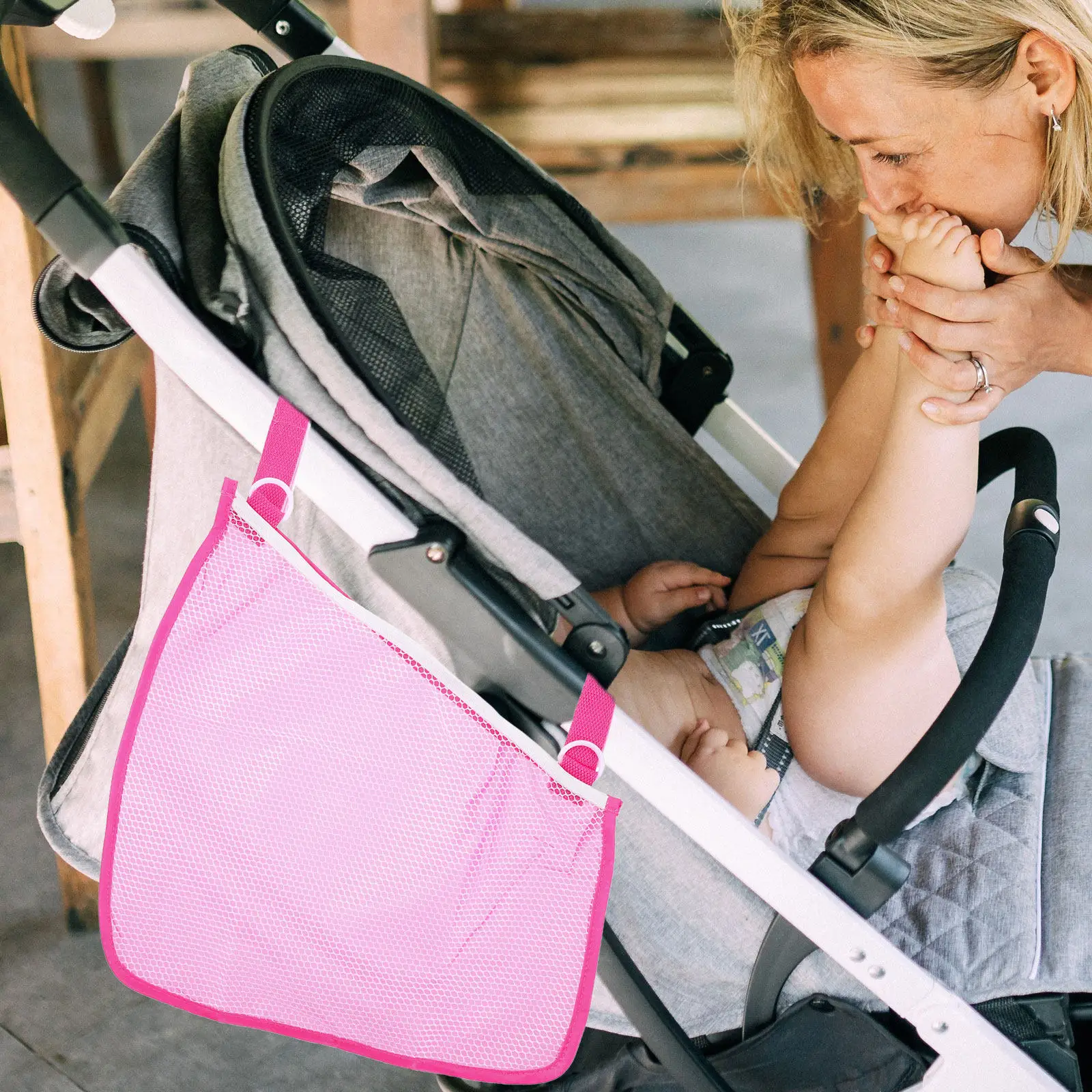 

Портативная подвесная сумка-органайзер для детской коляски, большая вместимость, сетчатая, для принадлежностей для коляски и кроватки, случайный цвет