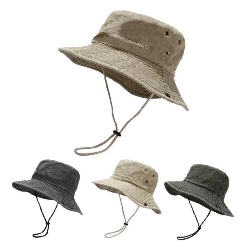 Cotton Solid Bucket Hat Outdoor Fisherman Travel Sun Cap For Men And Women 19