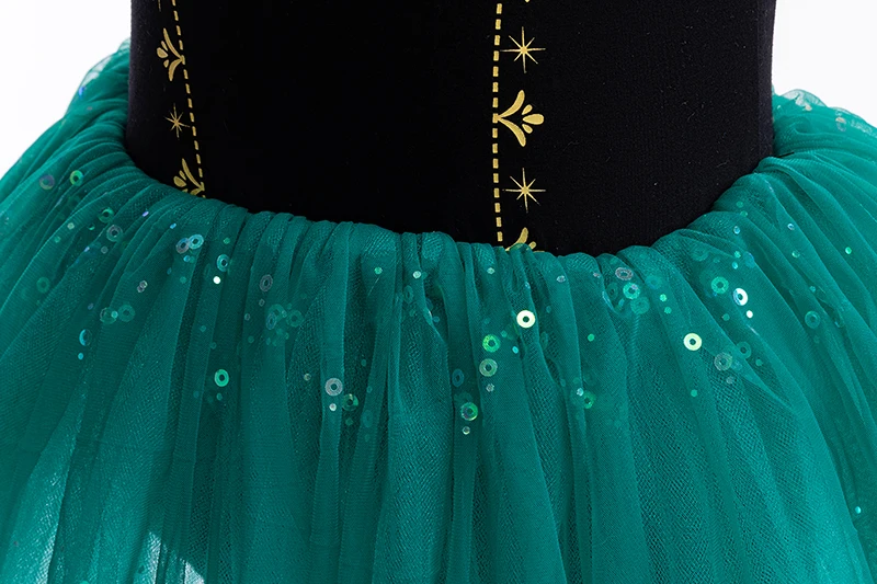 Mädchen grün schwarz Puff ärmel Mesh Kleid Kinder lustiges Kostüm für Urlaub Ballett Leistung Halloween Cosplay Dressing – Detail 6