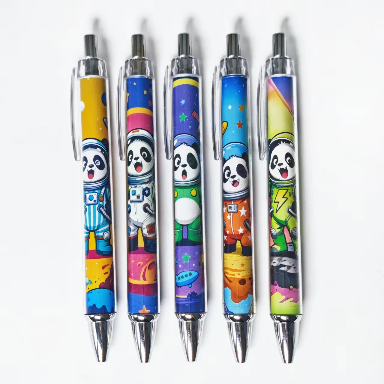 

6pcs/11pcs Panda Astronaut Theme Ballpoint Pen Creative Astronaut Press Pen Daily Office Student Learning Stationery Gift Pen