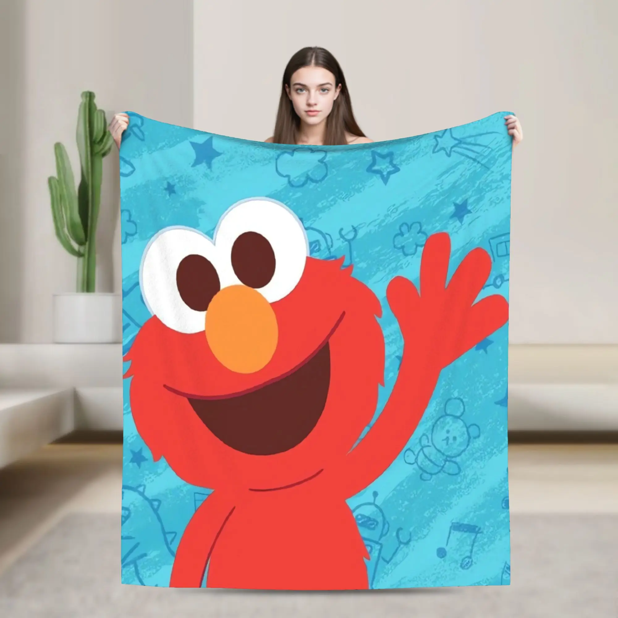 S-Sesames Streets Tango Elmo & Grover Flannel Blanket Winter Warm Soft Throw Blanket Kids Couch Bed Bedspread Sofa Bed Cover