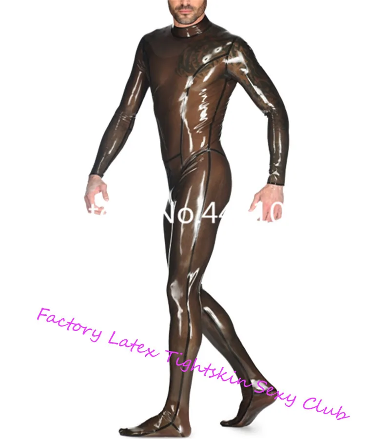 

Sexy Latex Rubber Back Zip Catsuit Men Sexy Fetish Rubber Club Bodysuits Plus Size Jumpsuit