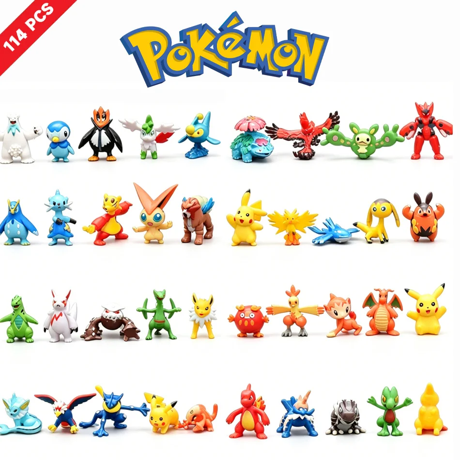 144 Stück Pokemon-Figuren, Blind Box Anime Pikachu Actionfiguren, Deko-Ornamente, Sammlerstücke, Weihnachtsgeschenke