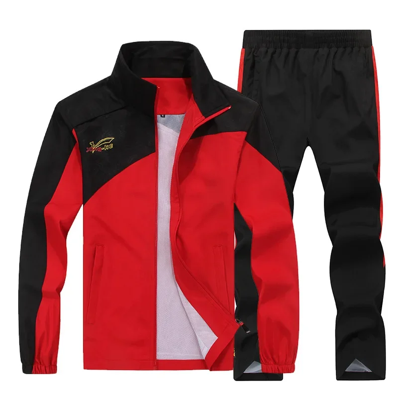 Brand Men Sportswear Spring Windproof Gym Suit New Breathable Fabric Tracksuit Jogger Jogging Sweatsuits Sets Jacket+pants