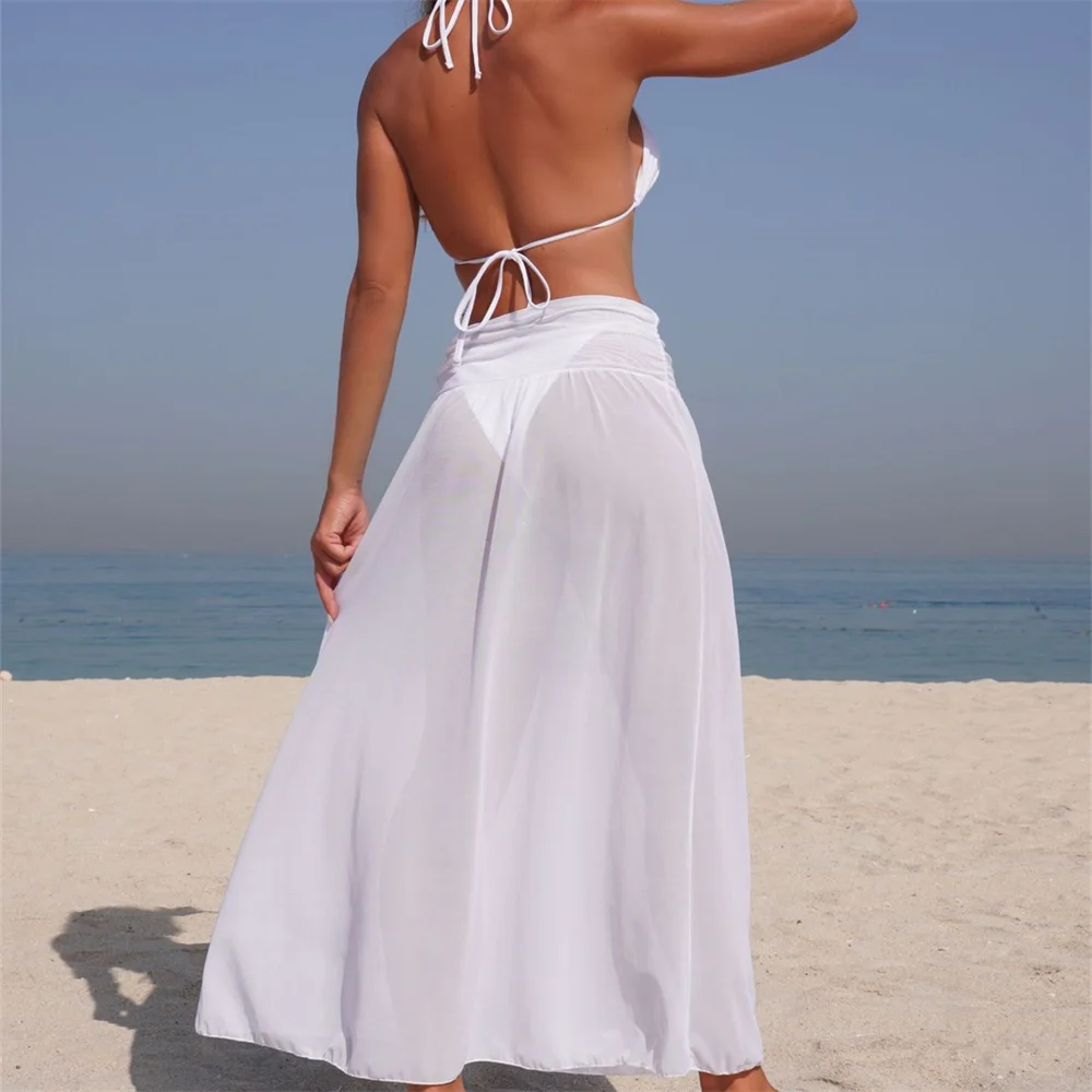 Sexy anéis biquíni triângulo corda maiô sem costas bandagem férias banho de malha saia feminina praia roupa de banho biquinis