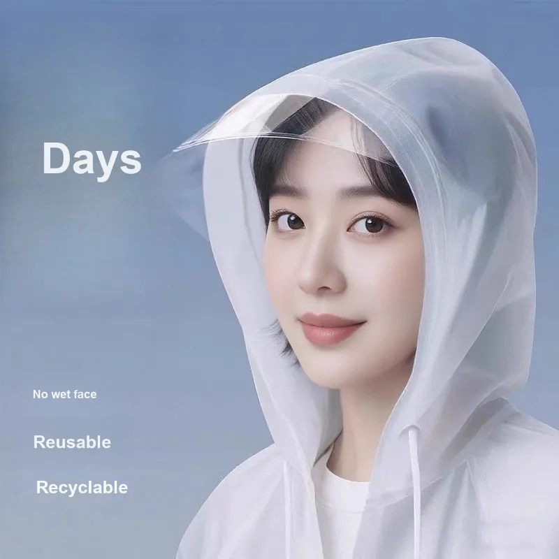 EVA Rain Poncho with Brimmed Hood Thickened Portable Extra Long Large for Travel Hiking Fishing Use