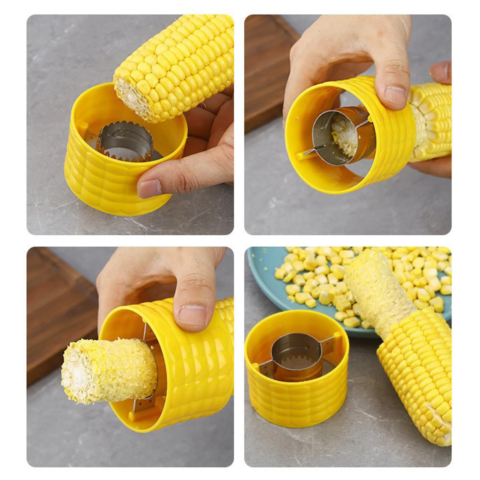 Stainless Steel Corn Peeler Plastic Corn Thresher fits DIY Salad Corn Peeling Tool Convenient Cooking Kitchen Accessories