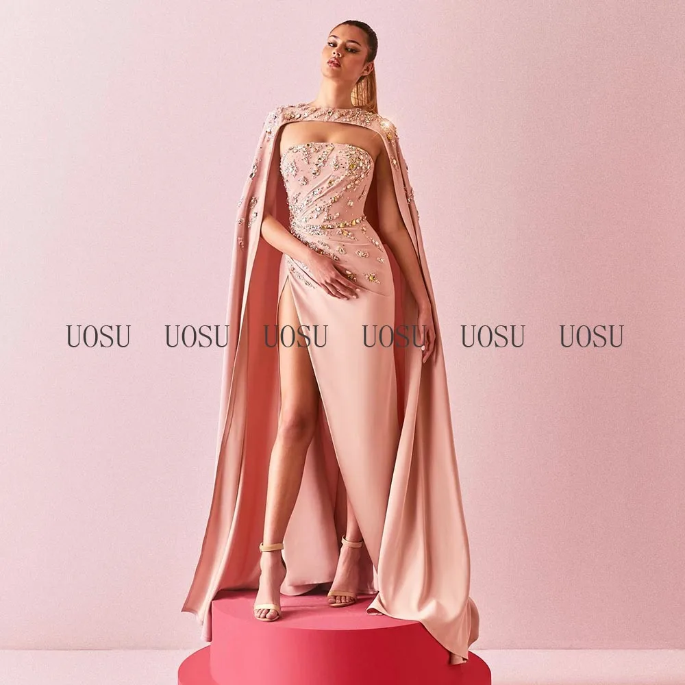 Robe de Soirée de Forme Sirène pour Femme, Tenue de Bal de Luxe, Rose Rond, Clip Kly, Fente Haute, Sans Bretelles, Sexy, 2022