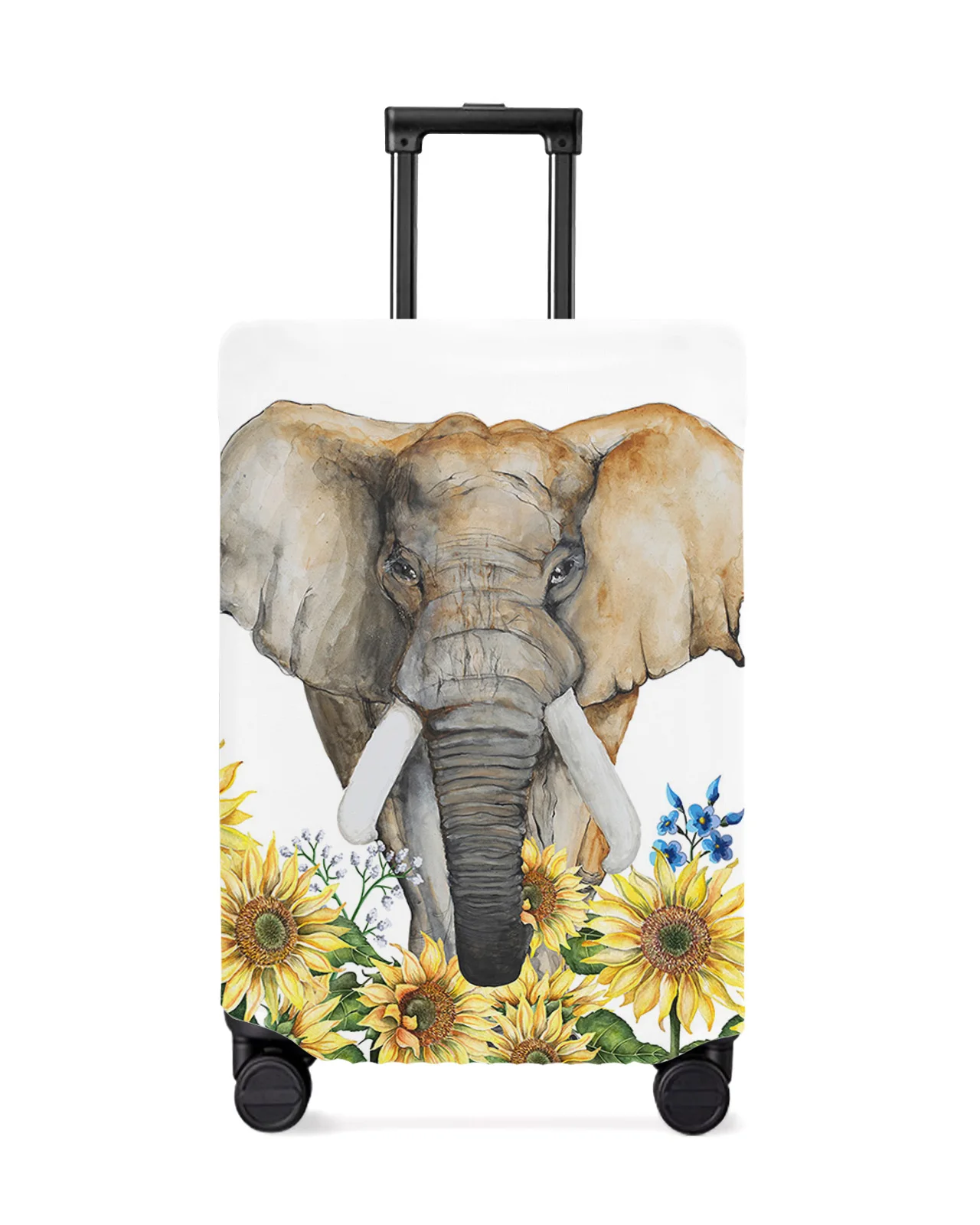 

Elephant Sunflower Flower White Travel Luggage Protective Cover for Travel Accessories Suitcase Elastic Dust Case Protect Sleeve