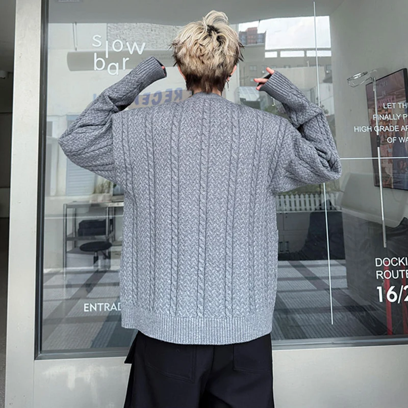 LUZHEN 2025 Autumn New Original Multi Pockets Decorate Round Neck Knitted Cardigan Coat Men's Fashion Solid Color Sweater JY4449