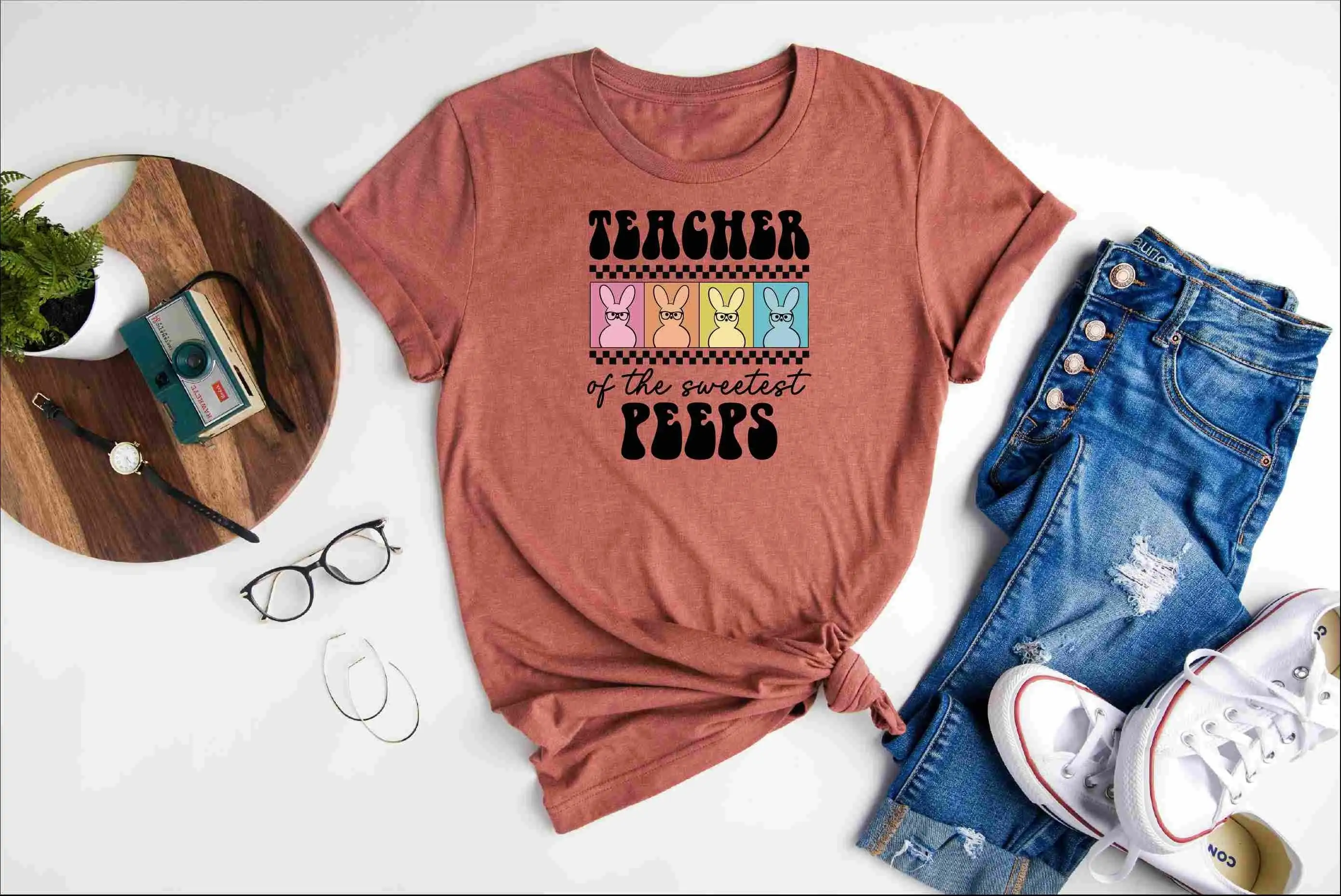 Teacher of the Sweetest Peeps T Shirt Easter Day Bunny Cool Mom