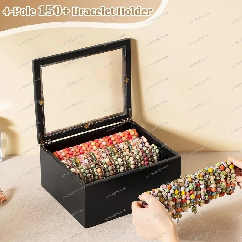 Wooden Bracelet Box Solid Wood Flip Top Jewelry Storage Display Case for Wenwan Bangles Organizer Holder Home Decor Gift