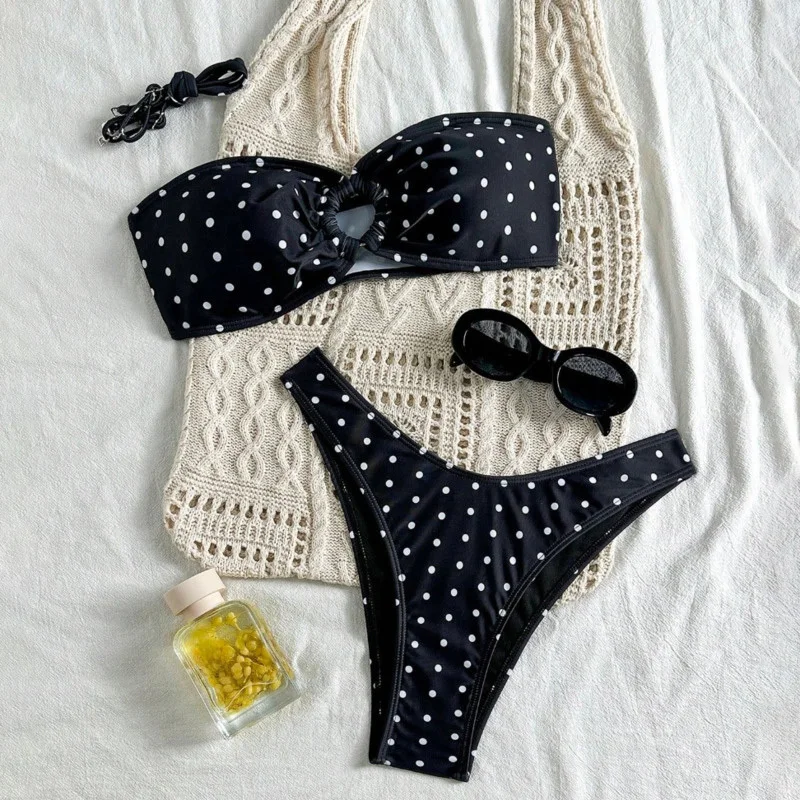 

Классические бикини в горошек 2026: Женский купальник для плавания, бразильский комплект бикини, пляжная одежда для бассейна