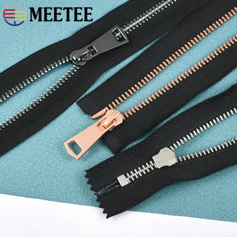 2Pcs 5# Metal Zipper 15-25cm Close-End 30-80cm Open-End Auto Lock Zips for Sewing Garment Pocket Bag Closure Zippers Repair Kits