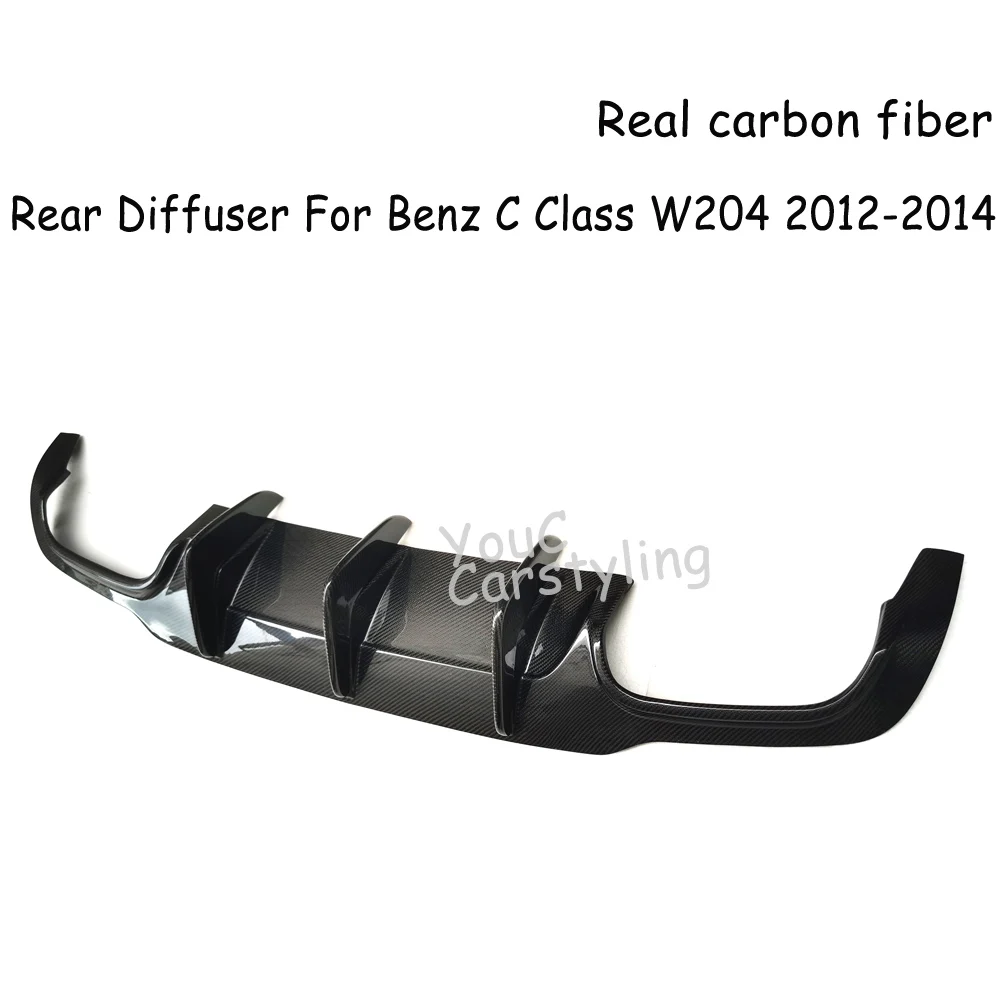 W204 Real Carbon Fiber Car Rear Bumper Diffuser Lip  for Mercedes Benz C204 C63 AMG C300 Sport 2012-2014 Rear Diffuser