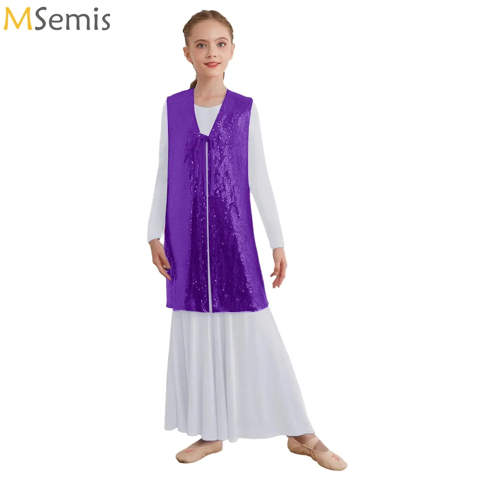 

Girls Ballet Leotard Dress Lyrical Dance Performance Costume Kids Ballroom Modern Waltz Dress Long Sleeve Church Dancewear Set