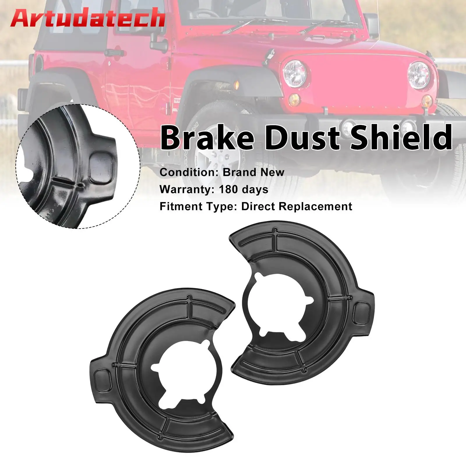 

Artudatech Left & Right Brake Dust Shield 68043286AB Fit for Jeep Wrangler JK 2007-2015 2016 2017 2018 Black Car Accessories