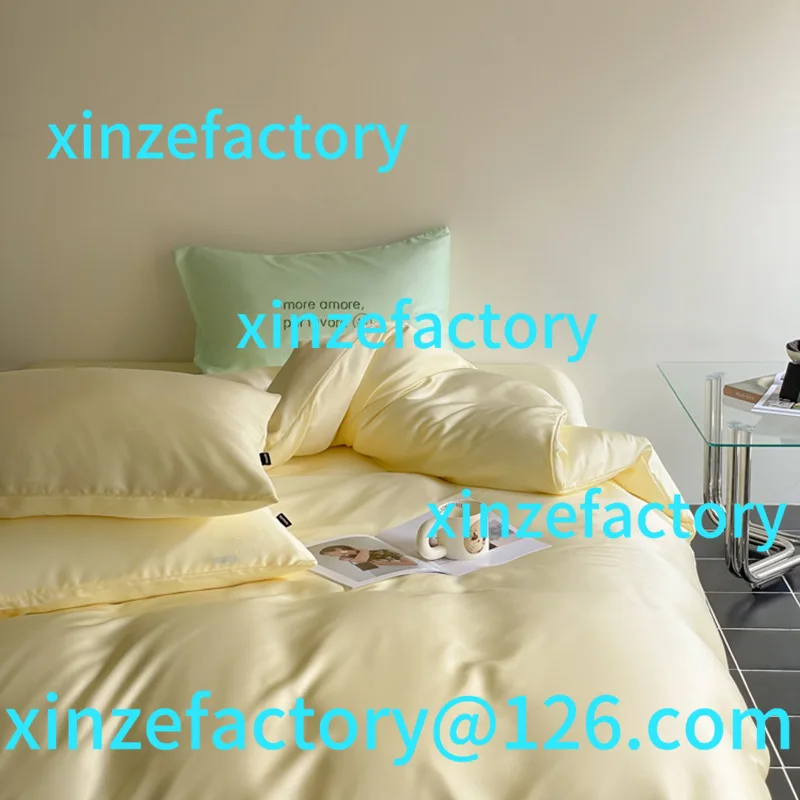 

Customizable Solid Color Class A 60 Lenzing Tencel Four-piece Silky Sleeping Naked Summer Ice Silk Quilt Cover