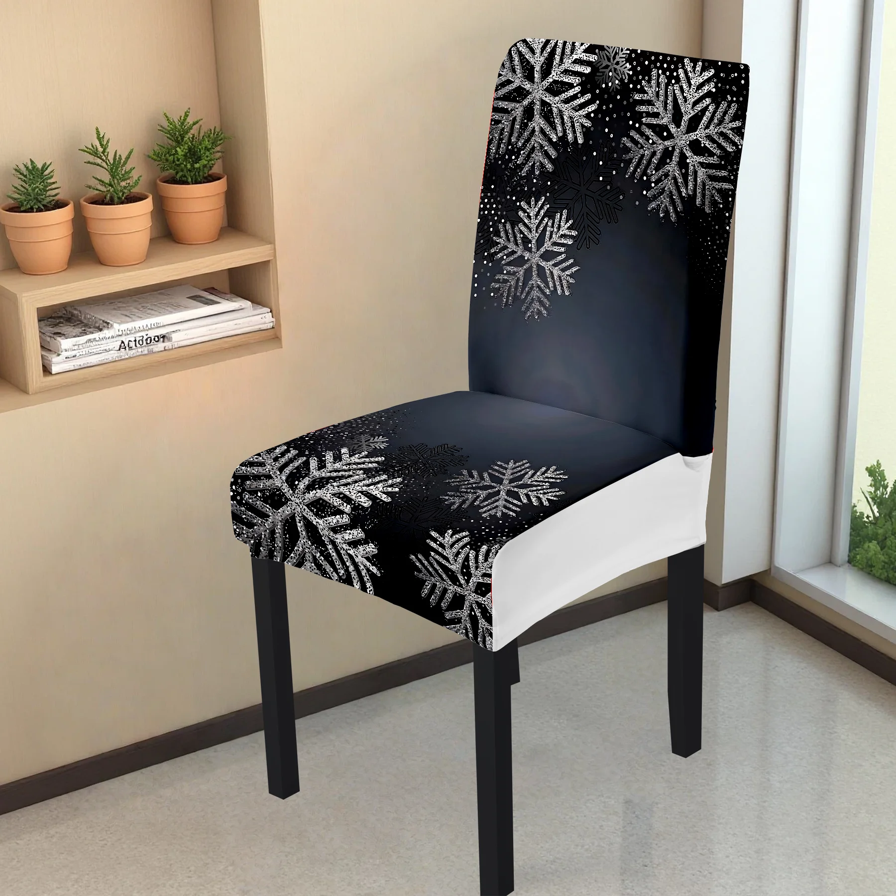 2026 New Snowflake Printed Elastic Chair Cover, All - inclusive Stretch Dining Chair Slipcover, Washable & F
